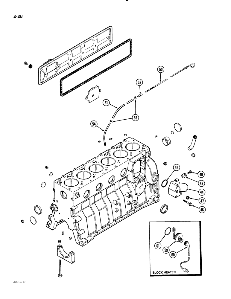 Схема запчастей Case 621 - (2-26) - CYLINDER BLOCK, 6T-590 ENGINE (02) - ENGINE