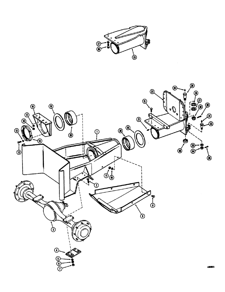 Схема запчастей Case 300 - (122) - REAR FRAME AND AXLE, USED BEFORE TRACTOR SERIAL NO. 5285 (12) - Chassis/Attachments