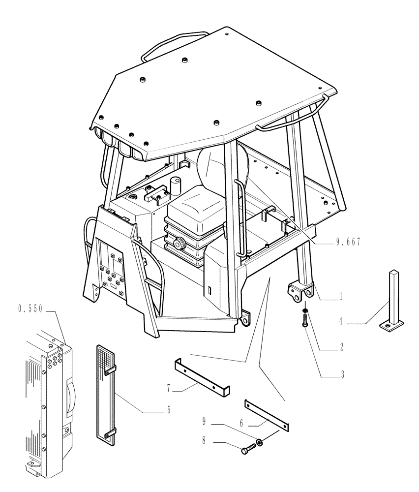 Схема запчастей Case 1850K - (9.651[01]) - ROPS CANOPY - STRUCTURE - OPTIONAL CODE 784111131 (19) - OPTIONS