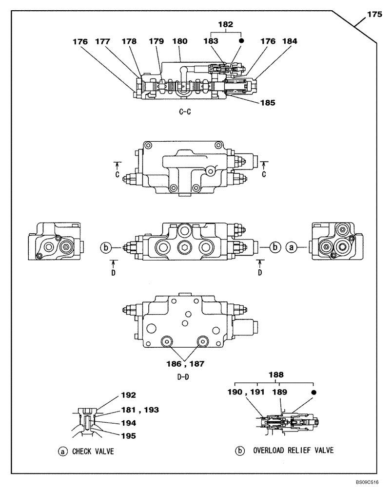 Схема запчастей Case CX130B - (08-56[05]) - CONTROL VALVE - OPTIONAL (08) - HYDRAULICS