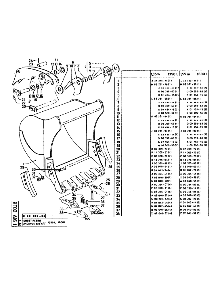 Схема запчастей Case 160CL - (335) - BACKHOE BUCKET (18) - ATTACHMENT ACCESSORIES