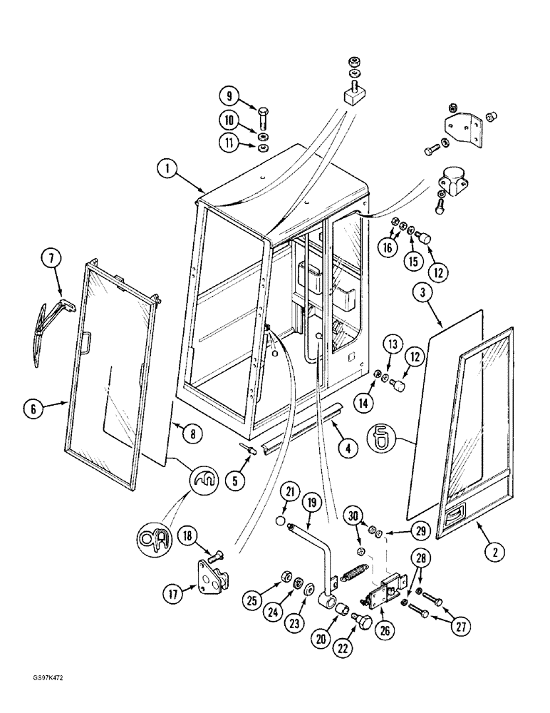 Схема запчастей Case 170C - (9-074) - CAB, CAB FRAME AND RELATED PARTS, P.I.N. 74501 THROUGH 74662, P.I.N. 02301 THROUGH 02320 (09) - CHASSIS