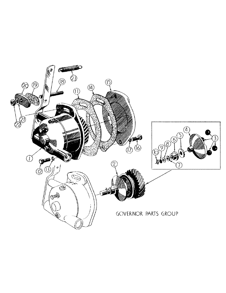 Схема запчастей Case 300 - (031) - GASOLINE ENGINE INST. - PART VII - GOVERNOR PARTS GROUP (01) - ENGINE