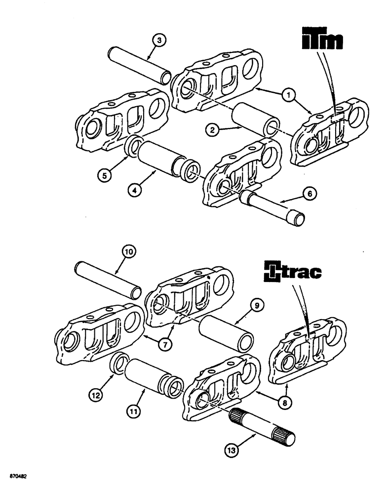 Схема запчастей Case 688 - (5-18) - TRACK CHAIN, LINKS AND PINS (11) - TRACKS/STEERING