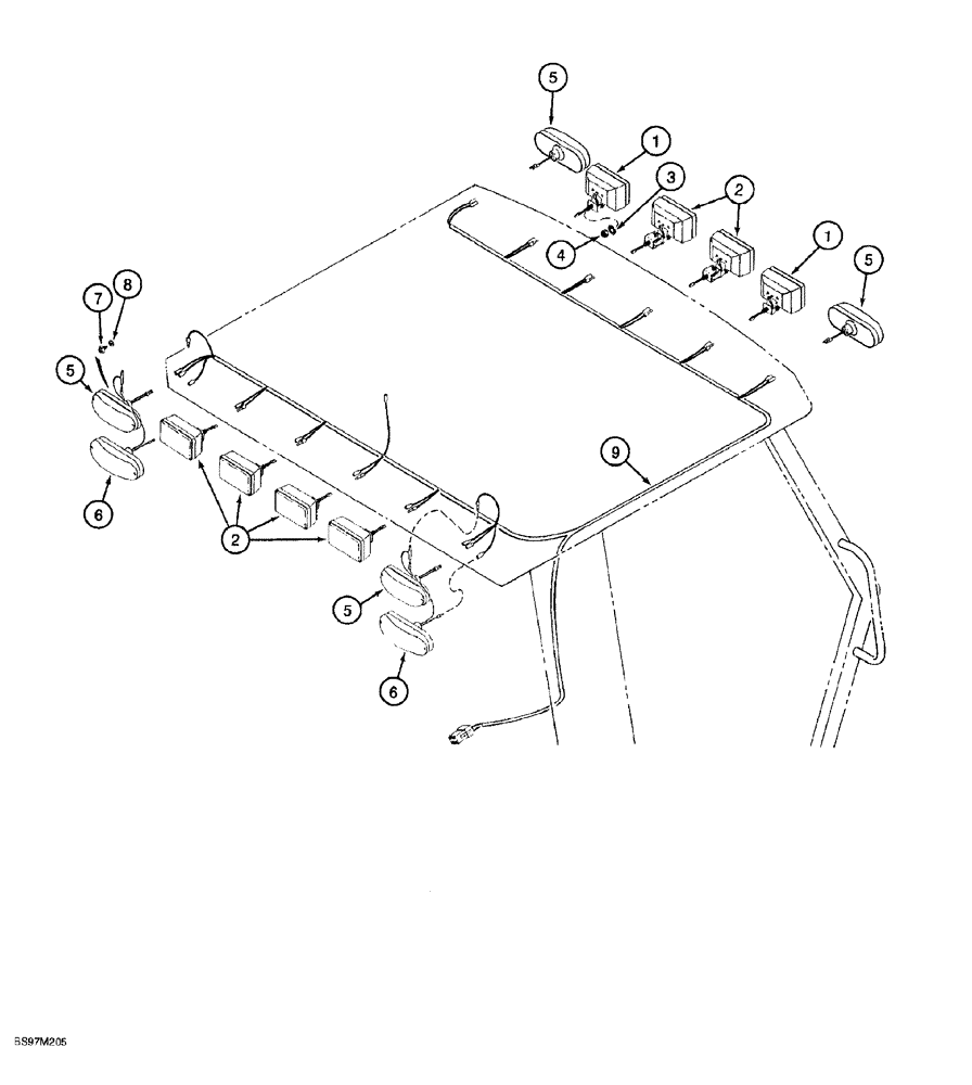 Схема запчастей Case 580SL - (4-028) - TRACTOR LAMP ELECTRICAL CIRCUIT, WITH ROPS CANOPY (04) - ELECTRICAL SYSTEMS