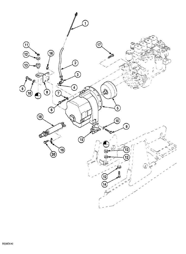 Схема запчастей Case 580SL - (6-032) - TRANSMISSION MOUNTING, DRIVE SHAFT, DIPSTICK AND GEAR SHIFT LEVER, MODELS WITH POWERSHIFT TRANS. (06) - POWER TRAIN