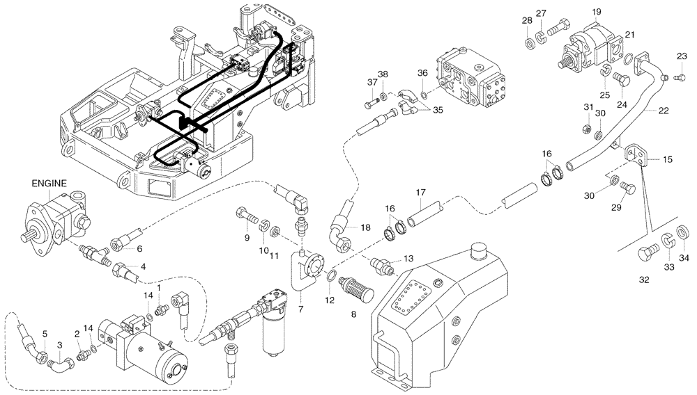 Схема запчастей Case 325 - (3.413/1[05]) - POWER STEERING - HYDRAULIC SYSTEM (09) - Implement / Hydraulics / Frame / Brakes