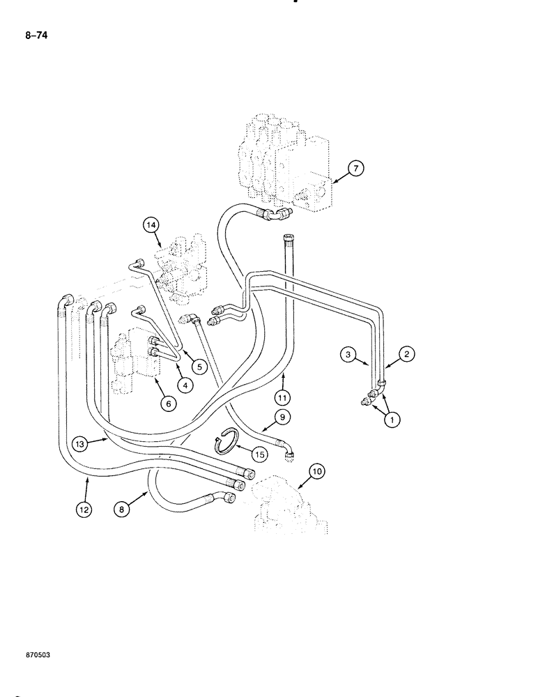 Схема запчастей Case 888 - (8-074) - SWING MOTOR HYDRAULIC CIRCUIT (08) - HYDRAULICS