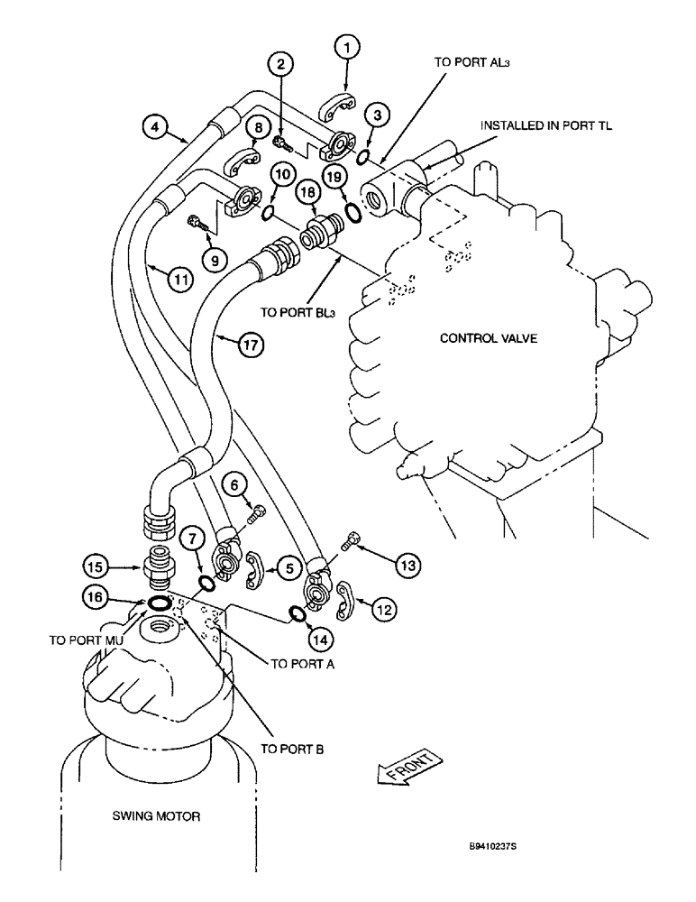 Схема запчастей Case 9045B - (8-048) - SWING MOTOR CIRCUIT (08) - HYDRAULICS