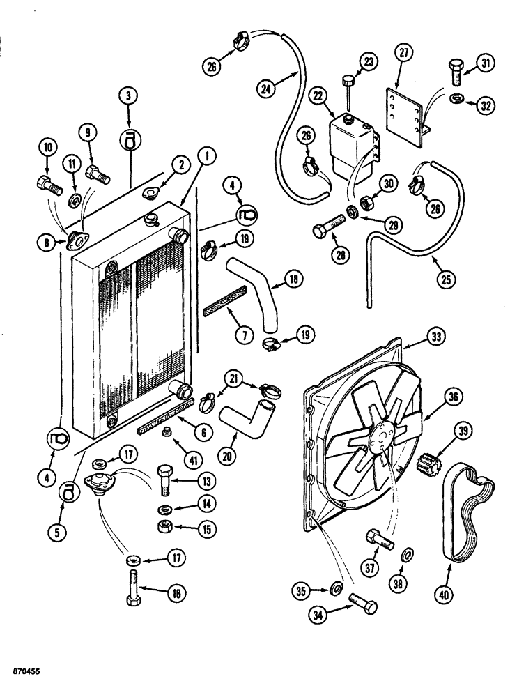 Схема запчастей Case 688 - (2-02) - RADIATOR, OIL COOLER , HOSES AND COOLANT RECOVERY, P.I.N. FROM 74123 TO 74127 (02) - ENGINE