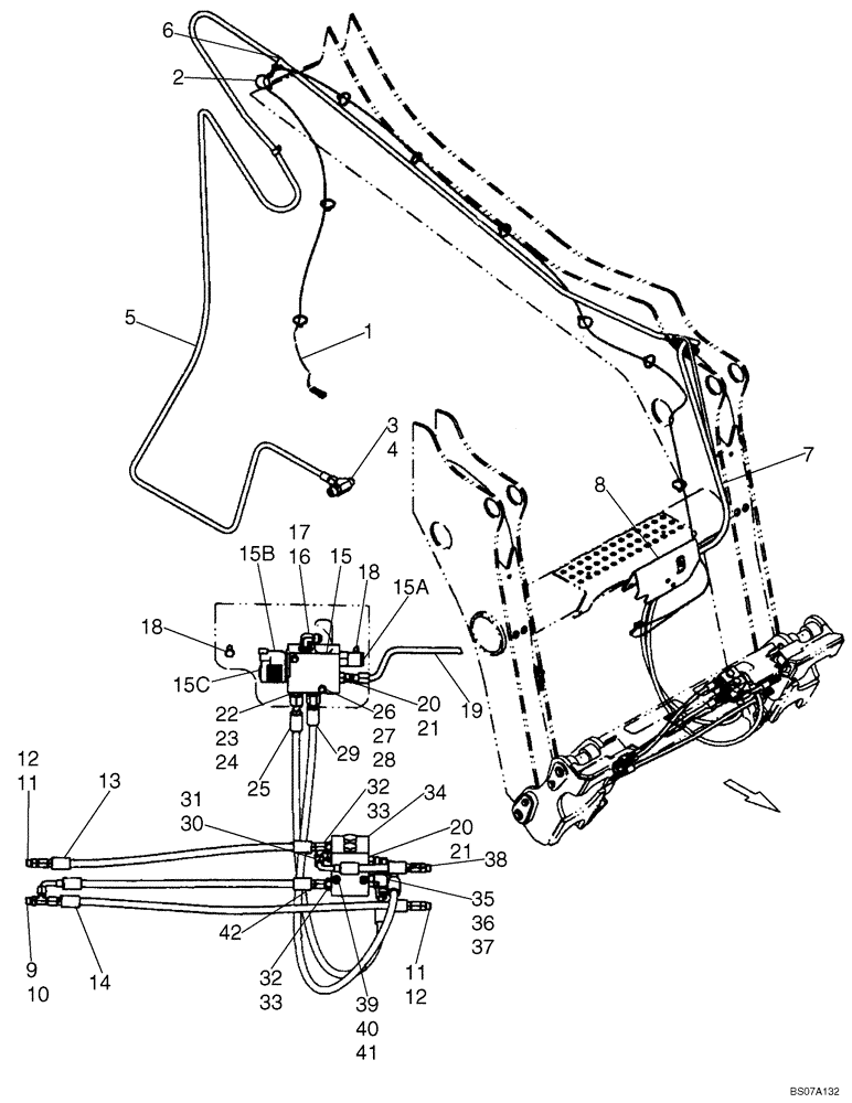 Схема запчастей Case 465 - (08-07A) - HYDRAULICS - COUPLER SYSTEM, CONVERSION KIT (08) - HYDRAULICS