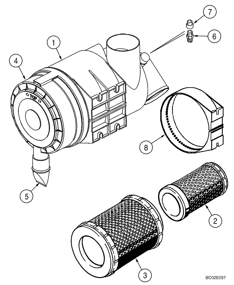 Схема запчастей Case 850K - (02-07) - AIR CLEANER ASSY (02) - ENGINE