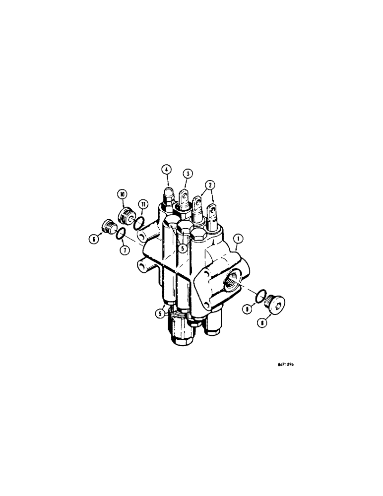 Схема запчастей Case 310G - (258[1]) - D38116 EQUIPMENT CONTROL VALVE (THREE SPOOL) (07) - HYDRAULIC SYSTEM