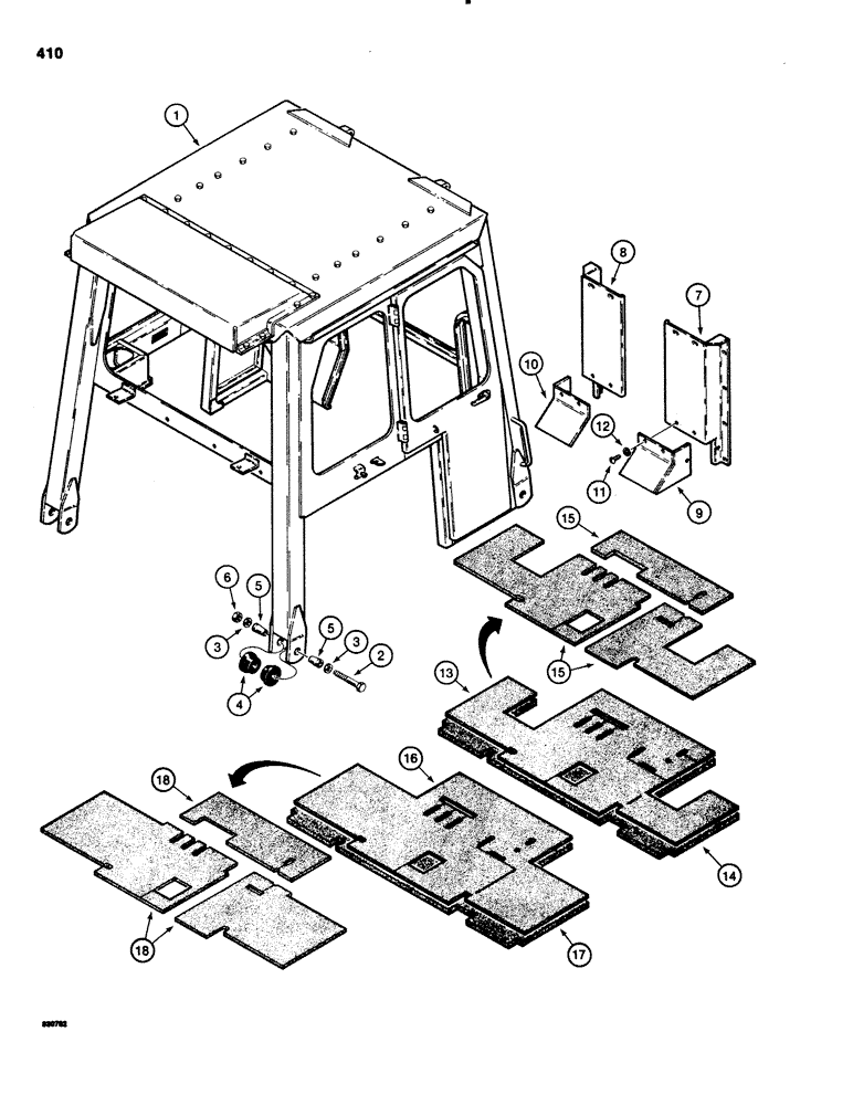 Схема запчастей Case 1150C - (410) - PRESSURIZED CAB, FRAME, MOUNTING, AND FLOORMATS (09) - CHASSIS/ATTACHMENTS