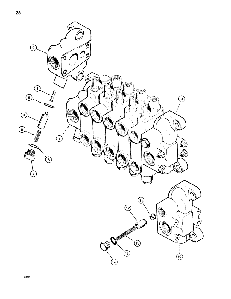 Схема запчастей Case 35WL - (28) - BACKHOE CONTROL VALVE, OUTLET SECTION 