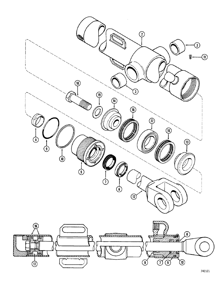 Схема запчастей Case 350 - (274) - G33399 & G33400 DOZER LIFT CYL. - ANGLE TILT DOZER USED TRAC.SN3047966 & AFTER TWO PIECE PISTON (07) - HYDRAULIC SYSTEM