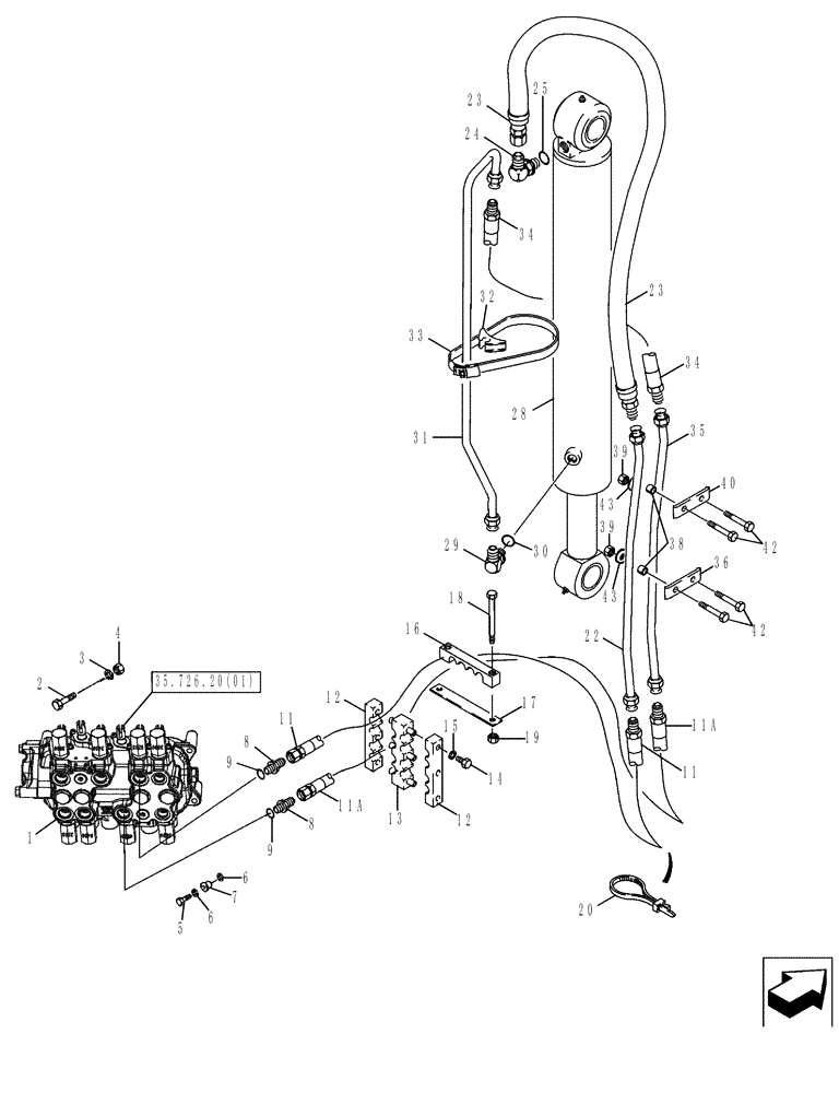 Схема запчастей Case 580SM - (35.736.02) - HYDRAULICS - CYLINDER, BACKHOE BOOM (35) - HYDRAULIC SYSTEMS