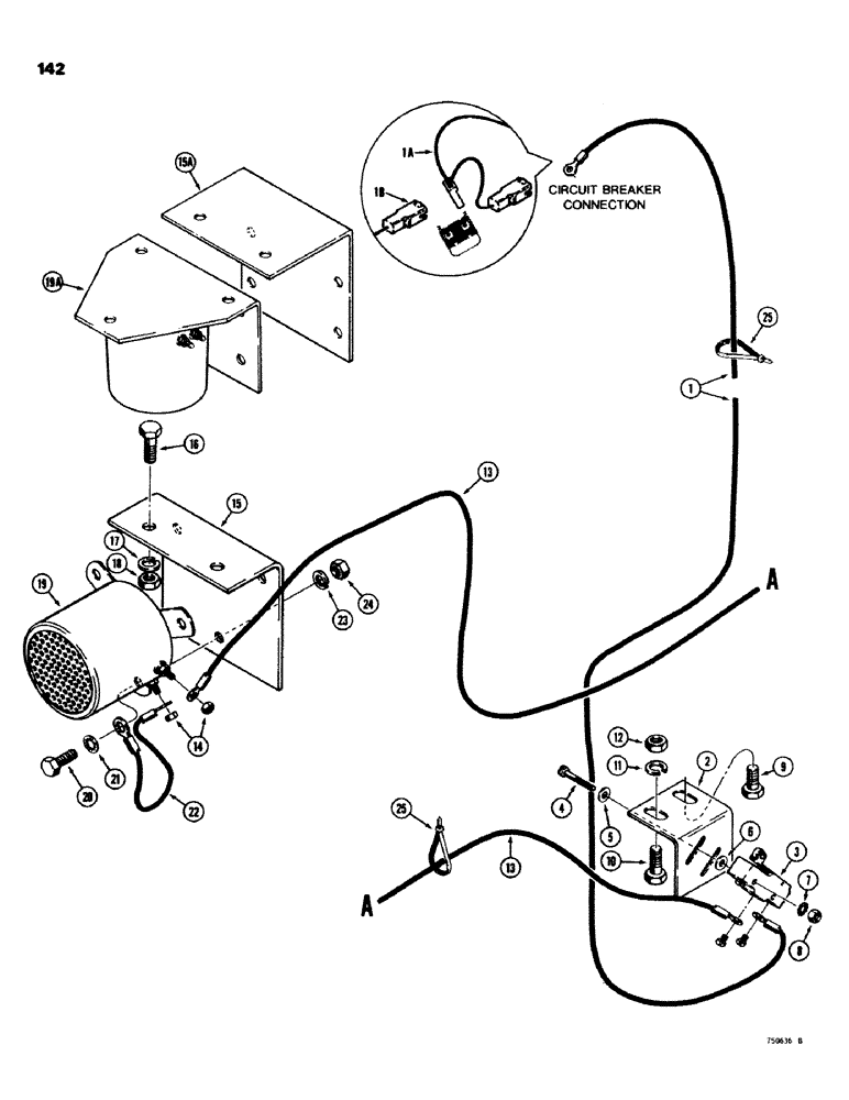 Схема запчастей Case 580C - (142) - BACKUP ALARM (04) - ELECTRICAL SYSTEMS