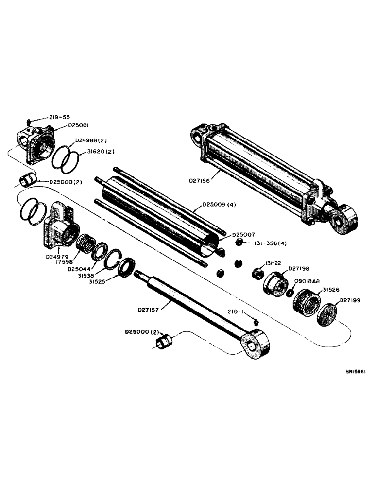 Схема запчастей Case 31 - (098) - D27156 HYDRAULIC BOOM CYLINDER 