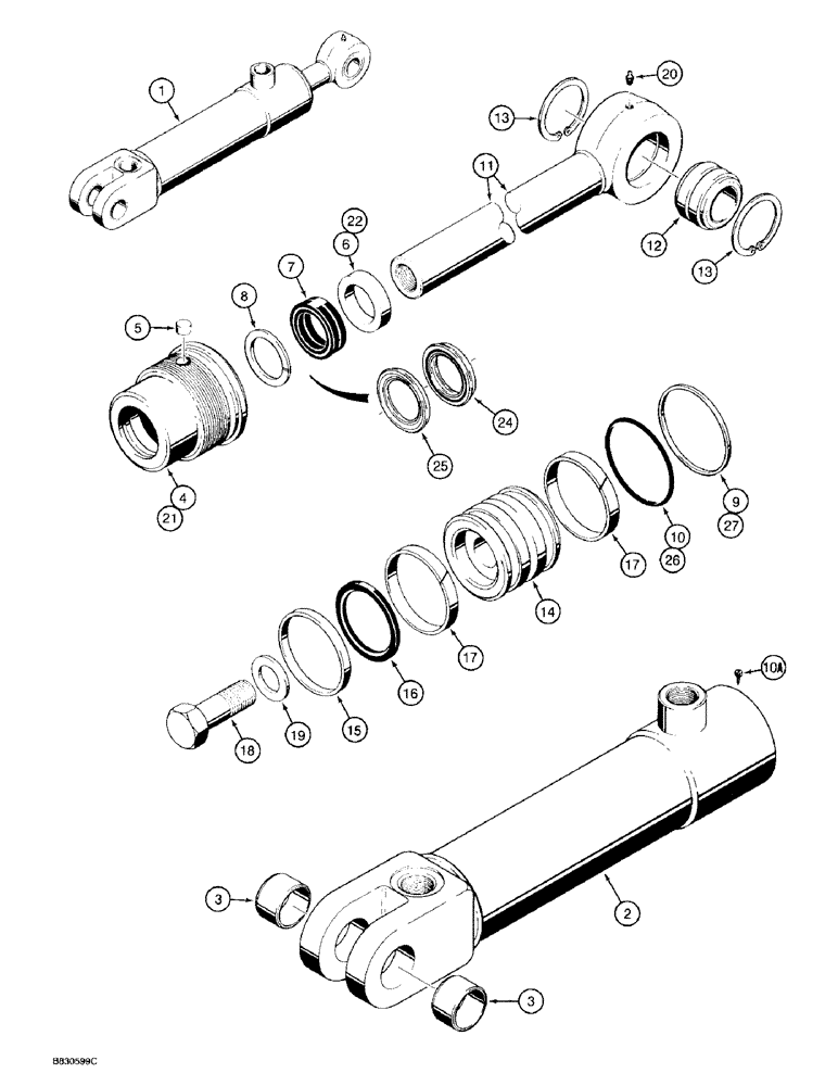 Схема запчастей Case 480F LL - (8-146) - THREE-POINT HITCH TILT CYLINDER (08) - HYDRAULICS