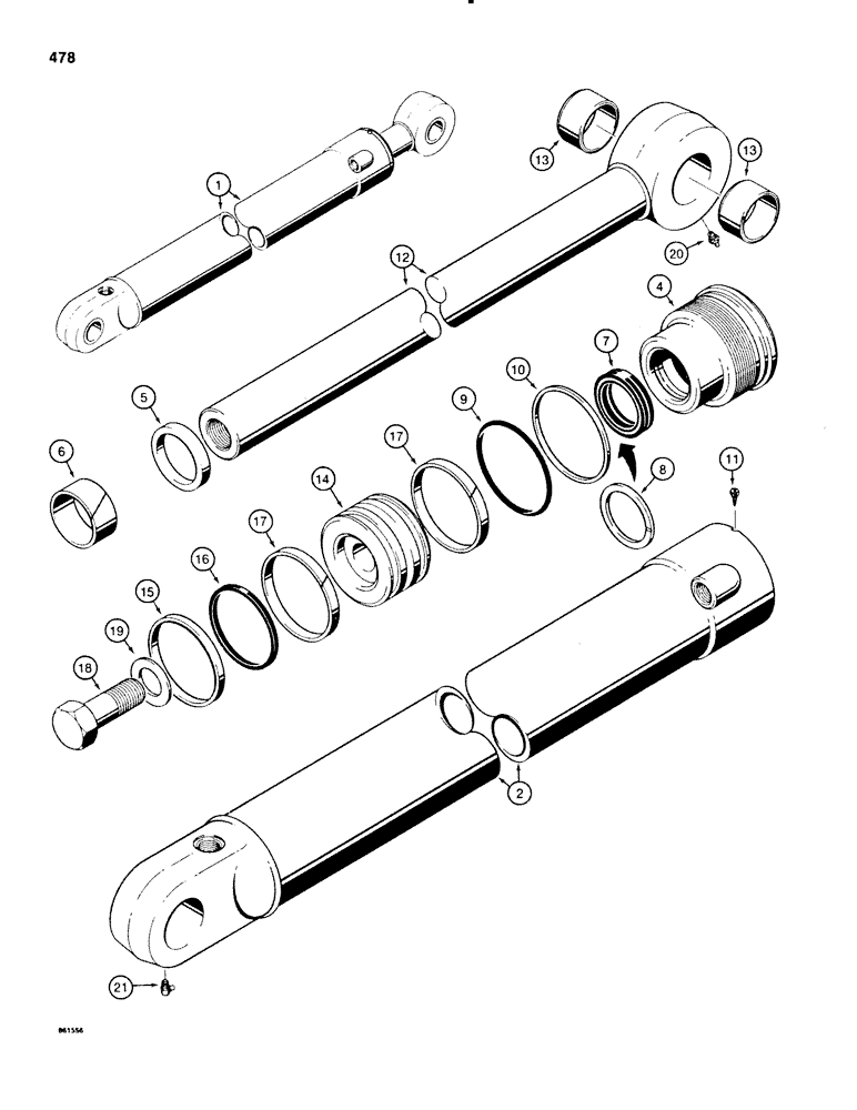 Схема запчастей Case 580E - (478) - G109713 BACKHOE BUCKET CYLINDER, SPECIAL FEATURE (08) - HYDRAULICS