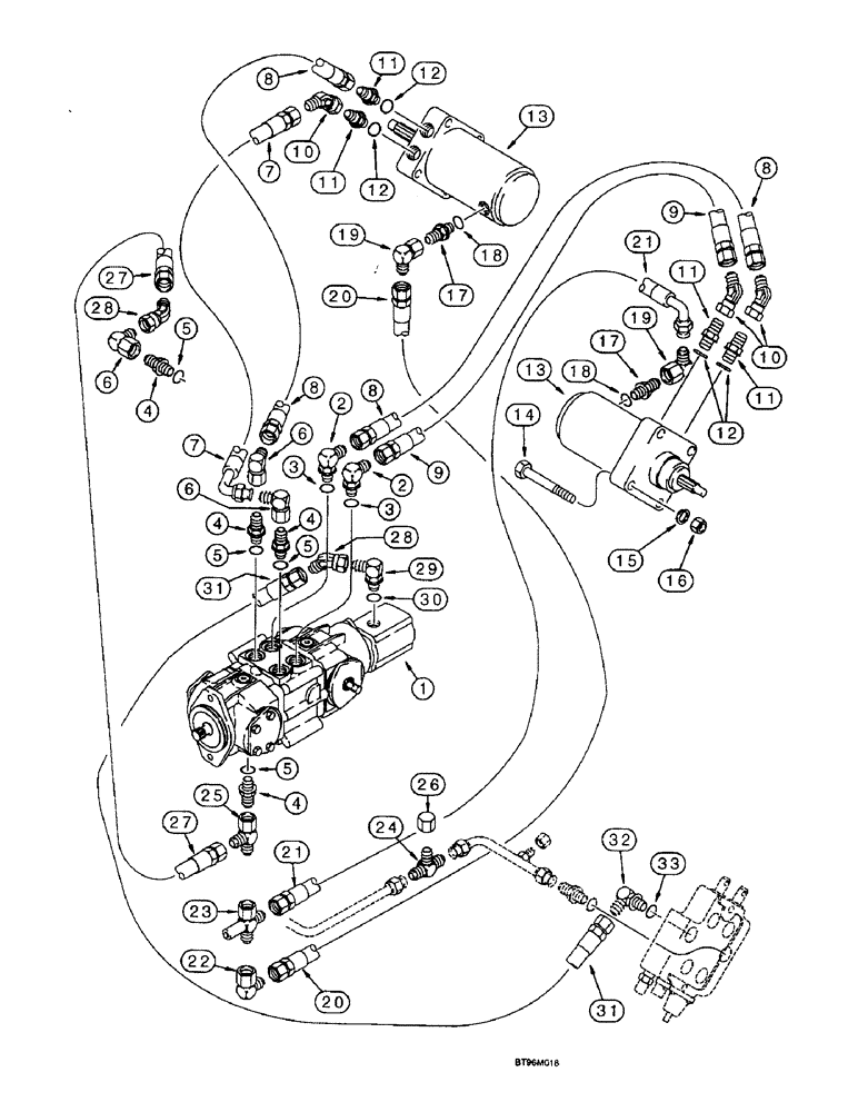 Схема запчастей Case 1825B - (6-12) - HYDROSTATIC CIRCUI, DRIVE MOTORS, NORTH AMERICA (06) - POWER TRAIN