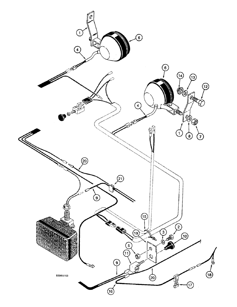 Схема запчастей Case 1825B - (4-34) - ROAD LAMPS AND WIRING, ITALIAN D.G.M. AND GERMAN T.U.V. (04) - ELECTRICAL SYSTEMS