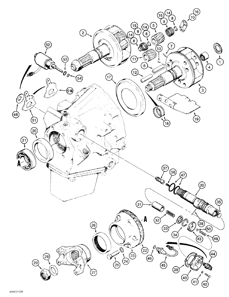 Схема запчастей Case 480F - (6-12) - POWER SHUTTLE, PINION CAGE, OUTPUT SHAFT AND CONTROL VALVE (06) - POWER TRAIN