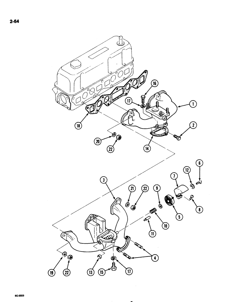 Схема запчастей Case 1825 - (2-64) - MANIFOLDS, GASOLINE MODELS (02) - ENGINE