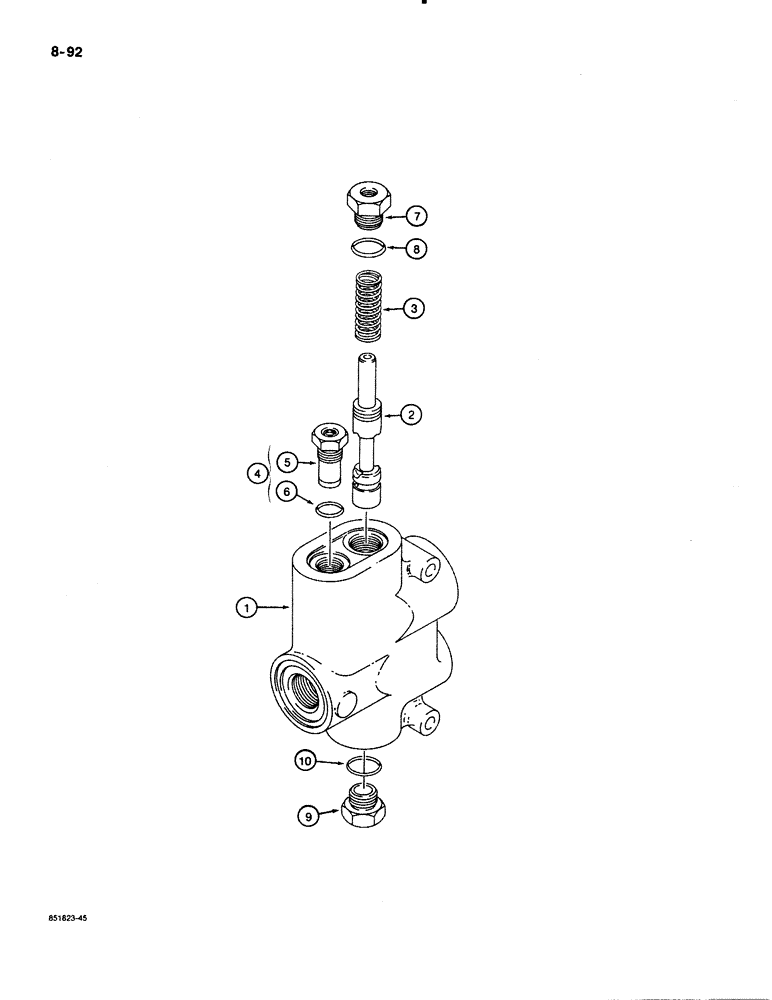 Схема запчастей Case 480E - (8-092) - D132476 FLOW CONTROL VALVE (08) - HYDRAULICS