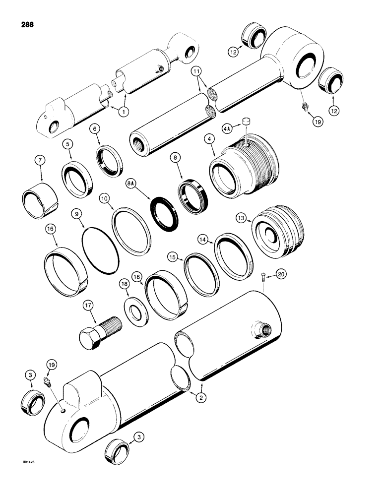 Схема запчастей Case 680H - (288) - G103856 BACKHOE BUCKET CYLINDER (08) - HYDRAULICS