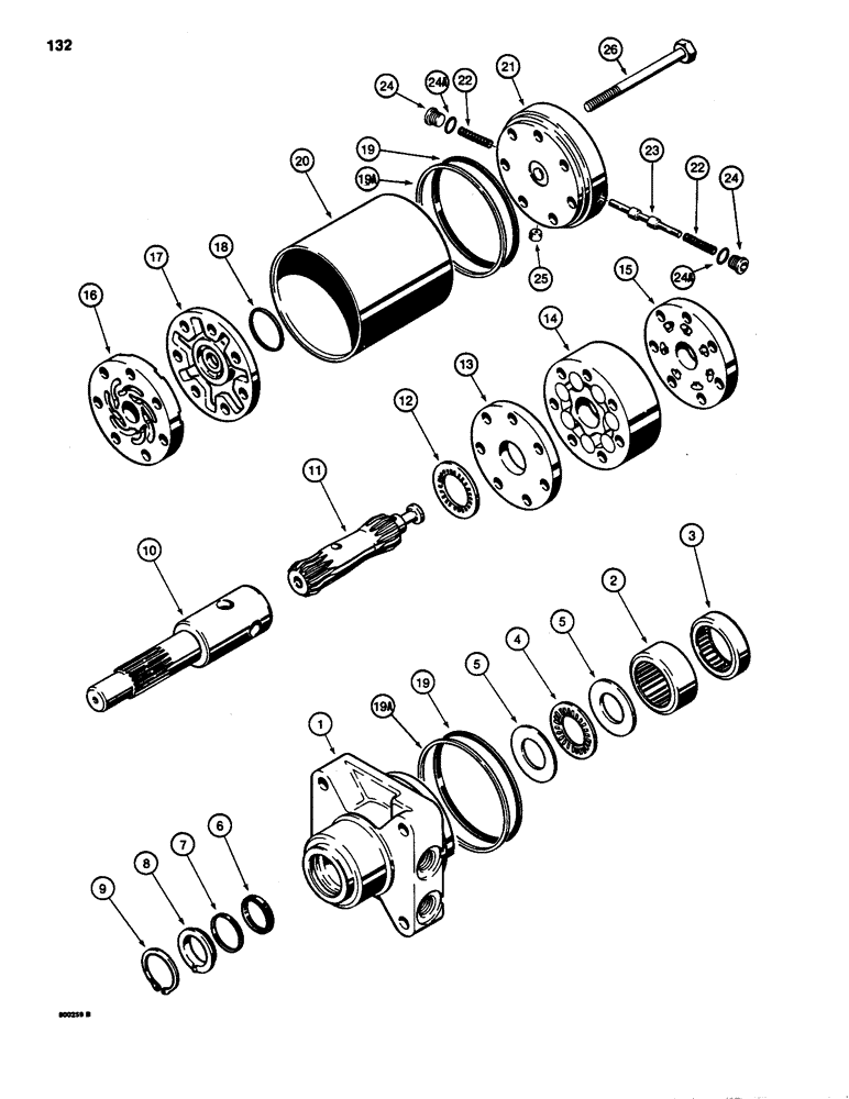 Схема запчастей Case 1835 - (132) - D127145 HYDROSTATIC DRIVE MOTOR (06) - POWER TRAIN