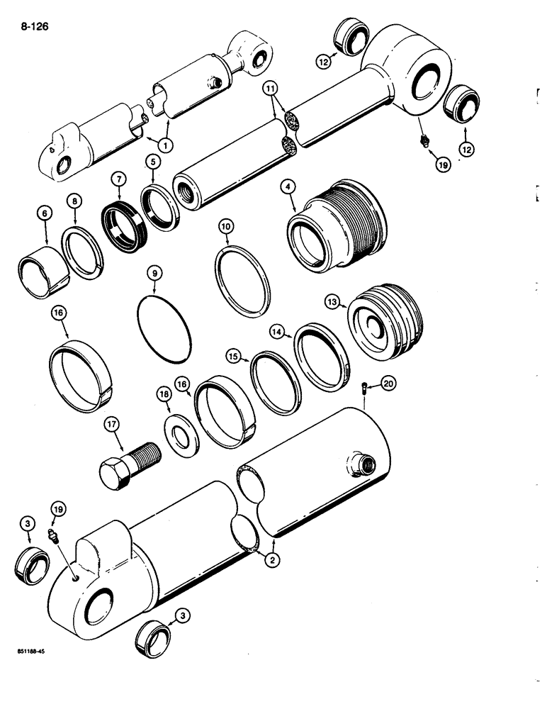 Схема запчастей Case 680L - (8-126) - BACKHOE BUCKET CYLINDER, G103856 (08) - HYDRAULICS