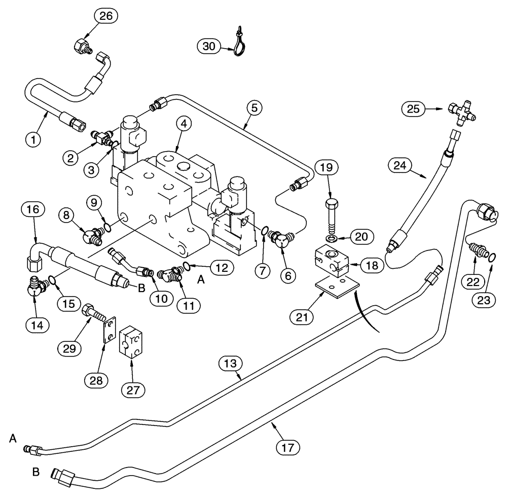 Схема запчастей Case 90XT - (08-46) - HYDRAULICS, ATTACHMENT HIGH FLOW, GEAR, NORTH AMERICAN MODELS -JAF0320049, EUR. MODELS -JAF0274261 (08) - HYDRAULICS