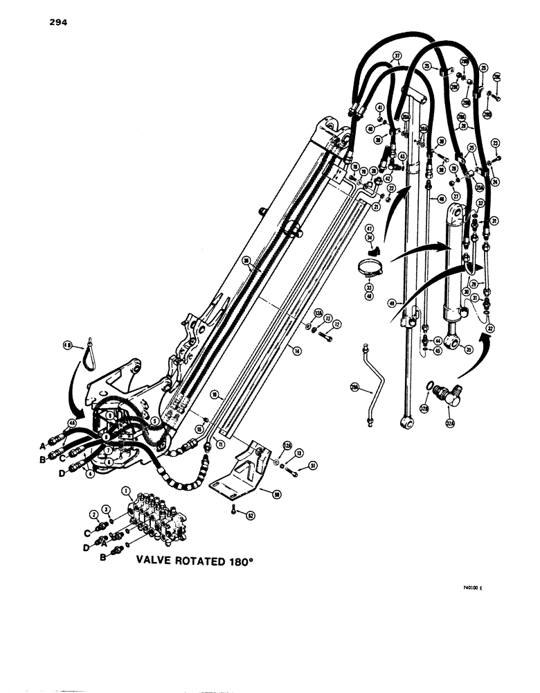 Схема запчастей Case 680E - (294) - BACKHOE EXTENDABLE DIPPER HYDRAULIC CIRCUIT, BEFORE TRACTOR (35) - HYDRAULIC SYSTEMS