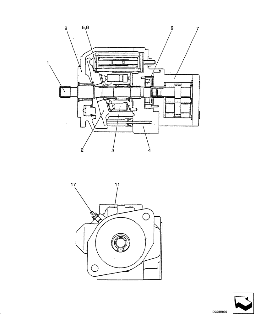 Схема запчастей Case CX25 - (08-19[00]) - PUMP ASSY (08) - HYDRAULICS