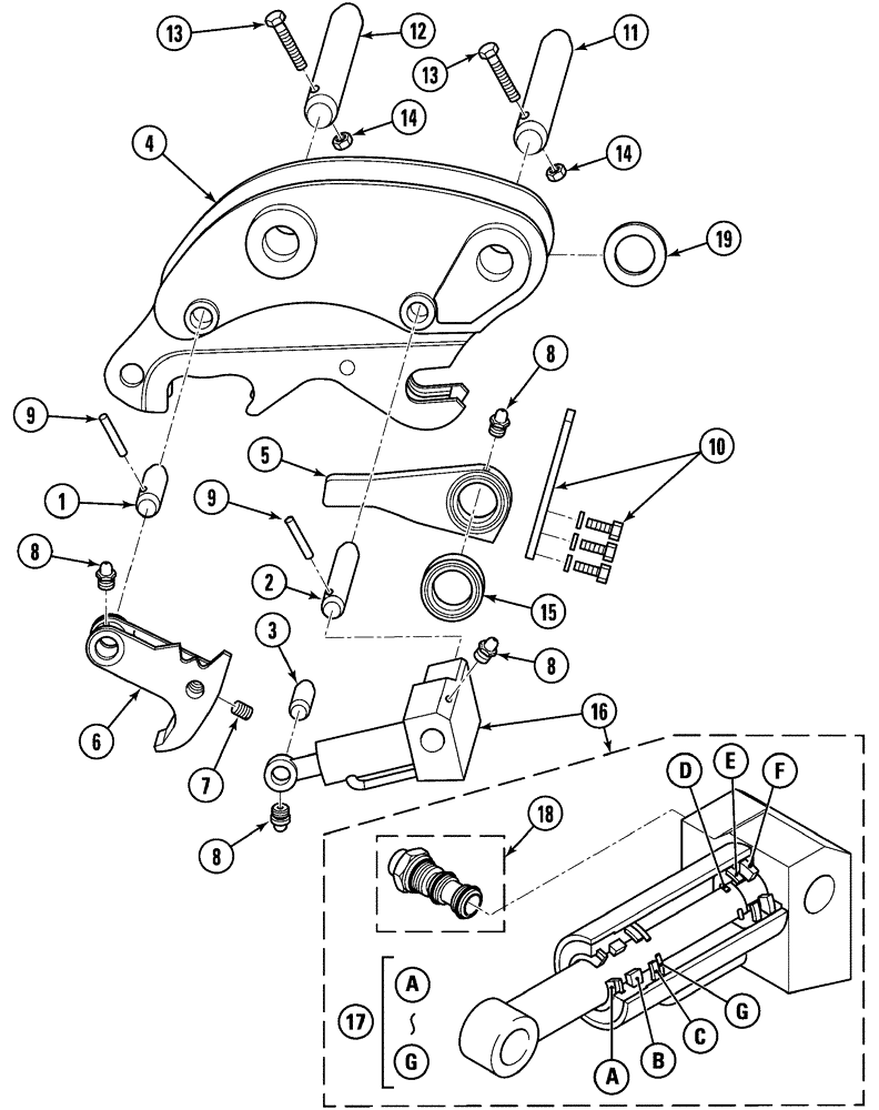 Схема запчастей Case CX470C - (09-316-00[01]) - QUICK HITCH - HYDRAULIC - MULTI-FIT (05.1) - UPPERSTRUCTURE CHASSIS/ATTACHMENTS