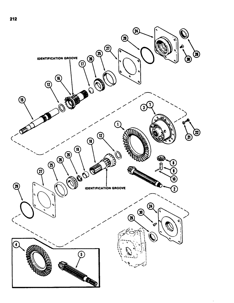 Схема запчастей Case 580D - (212) - TRANSAXLE DIFFERENTIAL, WITHOUT TURBOCHARGER (06) - POWER TRAIN