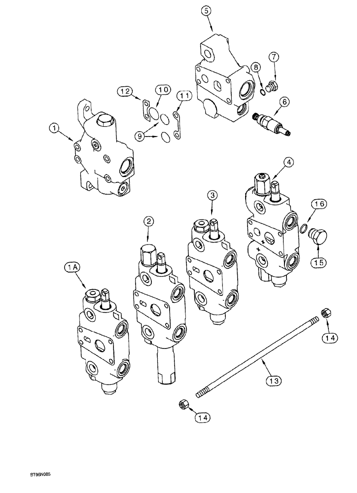 Схема запчастей Case 1150G - (8-062) - FOUR-SPOOL CONTROL VALVE, WITH RIPPER, JJG0218023 AND JJG0218479 AND AFTER (07) - HYDRAULIC SYSTEM