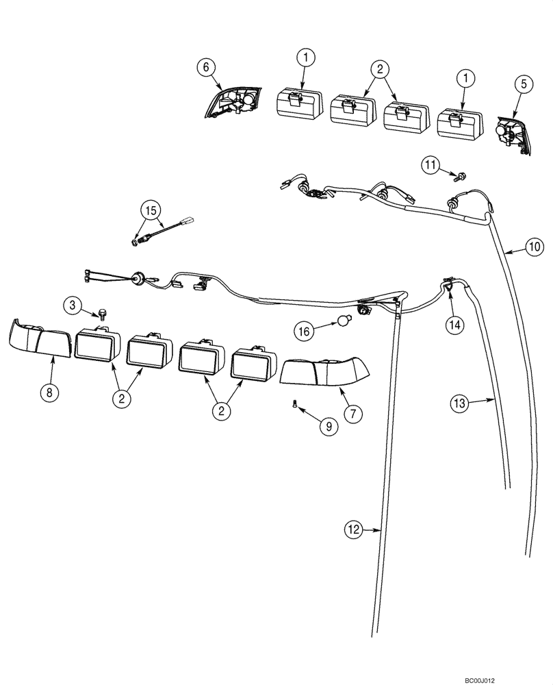 Схема запчастей Case 580M - (04-14) - ELECTRICAL - LAMPS, ROPS CAB (04) - ELECTRICAL SYSTEMS