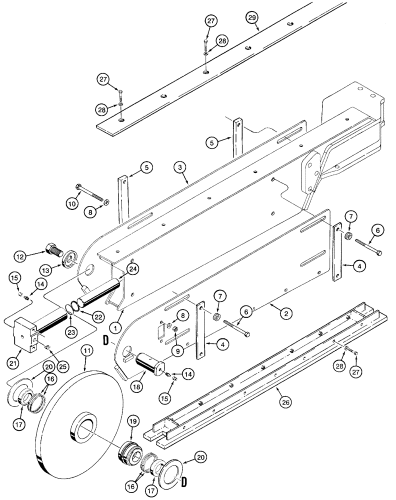 Схема запчастей Case 460 - (9-58) - TRENCHER BOOM AND MOUNTING, PLANETARY DRIVE TRENCHER, ROCK BOOM, FIVE FOOT (09) - CHASSIS/ATTACHMENTS