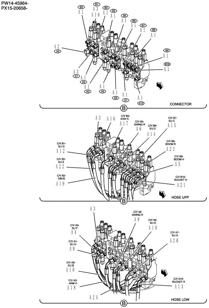 Схема запчастей Case CX31B - (100-72[2]) - HYDRAULIC LINES, UPPER ANGLE DOZER (00) - GENERAL & PICTORIAL INDEX