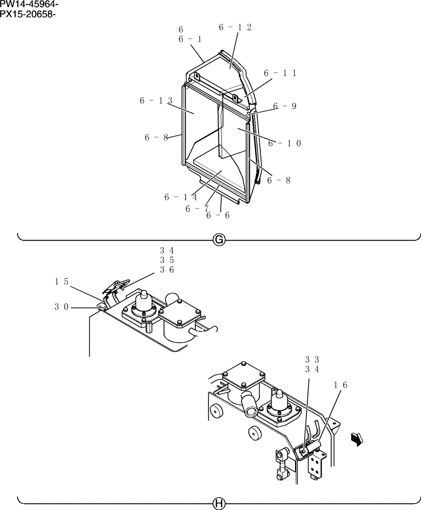 Схема запчастей Case CX31B - (769-01[5]) - GUARD INSTAL COOLER (36) - PNEUMATIC SYSTEM