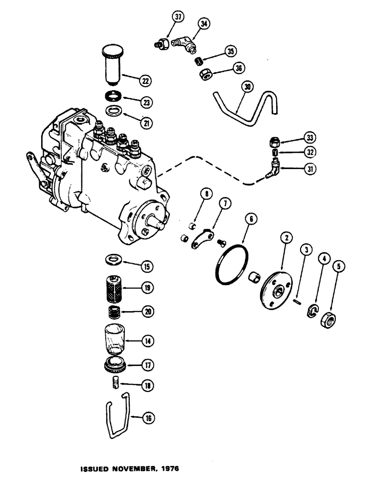 Схема запчастей Case 475 - (037A) - A138012 INJECTION PUMP, (301B) DIESEL ENGINE, W/LUBE TUBE ON OUTSIDE OF PUMP (10) - ENGINE