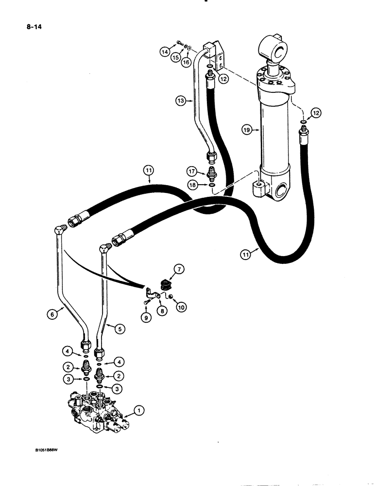 Схема запчастей Case 621 - (8-14) - HYDRAULIC CIRCUIT, LOADER BUCKET (08) - HYDRAULICS