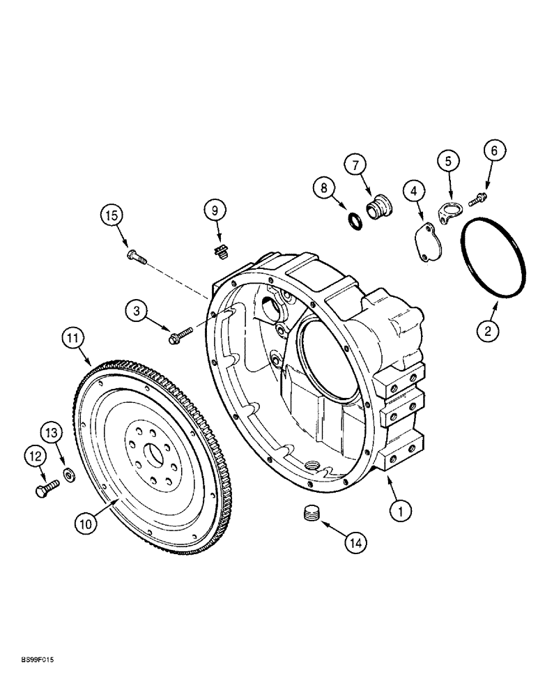 Схема запчастей Case 621B - (2-41A) - FLYWHEEL AND HOUSING, 6T-590 EMISSIONS CERTIFIED ENGINE, LOADER P.I.N. JEE0053350 AND AFTER (02) - ENGINE