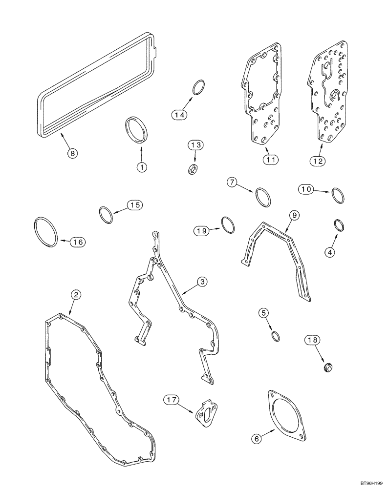 Схема запчастей Case 550H-IND - (02-30) - GASKET KIT, 4-390/4T-390 EMISSIONS CERTIFIED ENGINE, CYLINDER BLOCK (02) - ENGINE