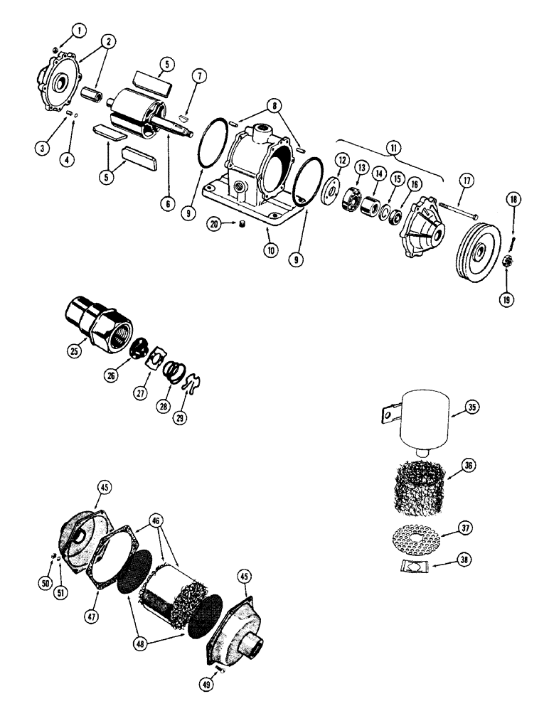 Схема запчастей Case W12 - (088) - VACUUM PUMP, CHECK VALVE, AIR CLEANER, AIR FILTER (07) - BRAKES