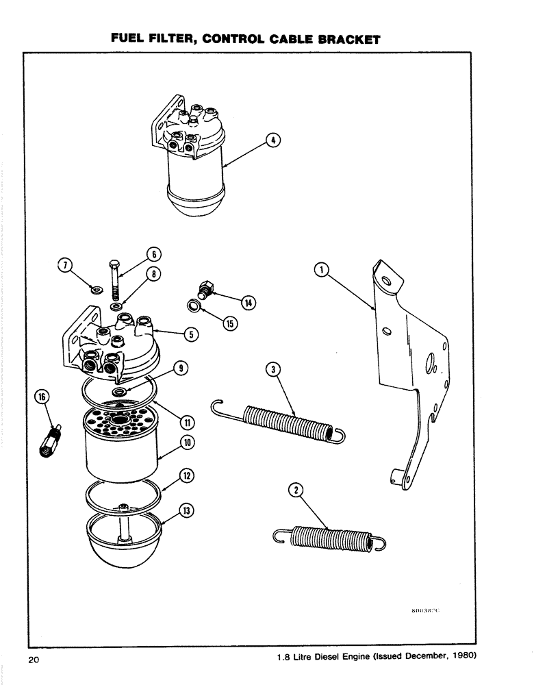 Схема запчастей Case CASE - (20) - FUEL FILTER, CONTROL, CABLE BRACKET (03) - FUEL SYSTEM