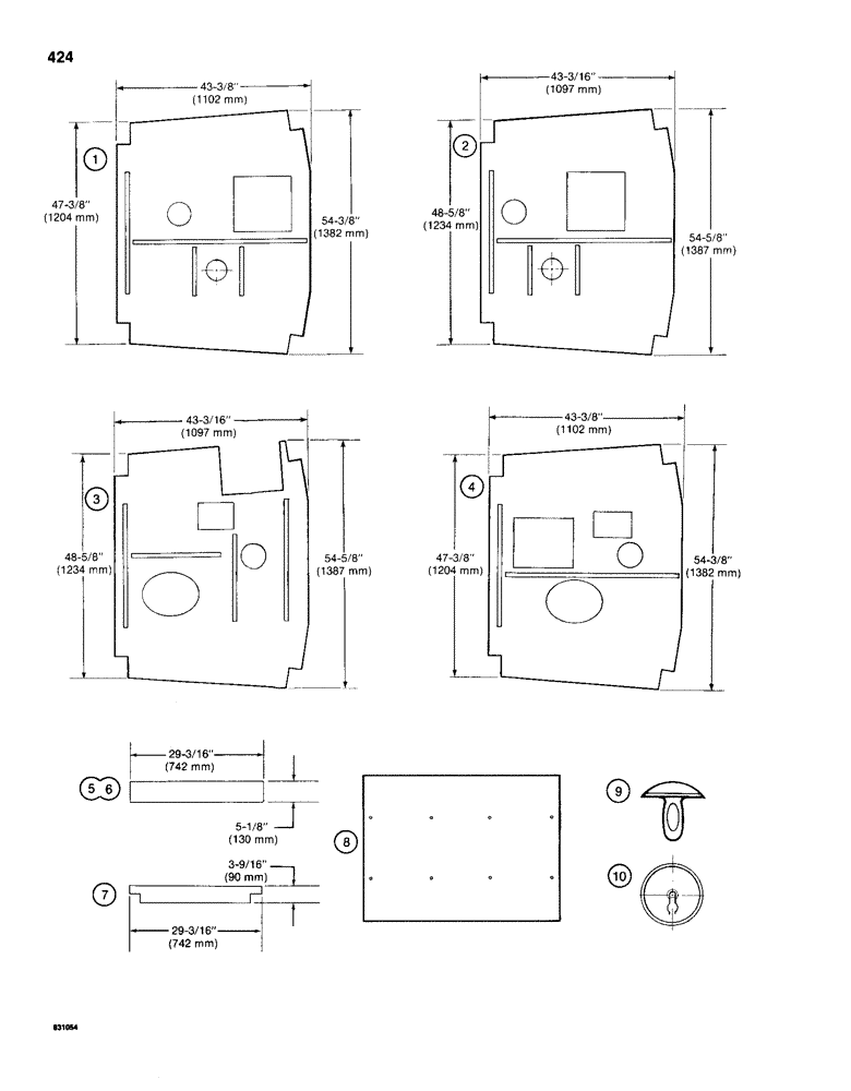 Схема запчастей Case 1150D - (424) - NOISE REDUCTION AND ANTI-RECIRCULATION PADS (09) - CHASSIS/ATTACHMENTS